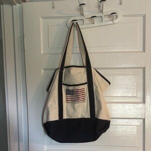 Old Navy Navy and Cream Canvas Tote with Flag Design